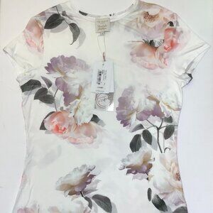NWT Ted Baker Chesnot Bouquet Fitted Tee Top